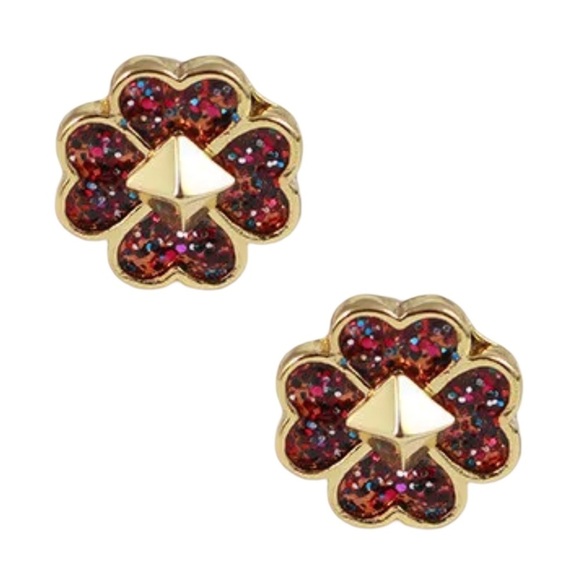 KATE SPADE • Multicolor Glitter Spades & Studs Logo Stud Earrings - Picture 1 of 5